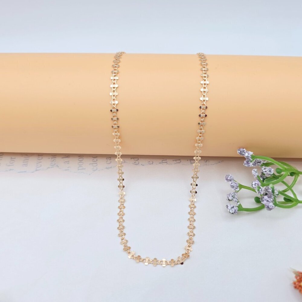 Rose Gold Plated Brass Necklace with Elegant Pattern – 17.7 Inches, XPNL0024 - Picture 7 of 12
